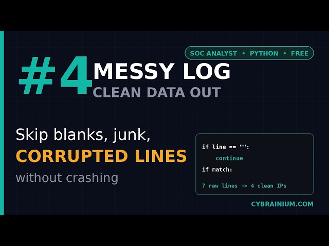 Python for SOC Analysts #4: Clean a Raw Log File (Files + Errors + Regex Together)