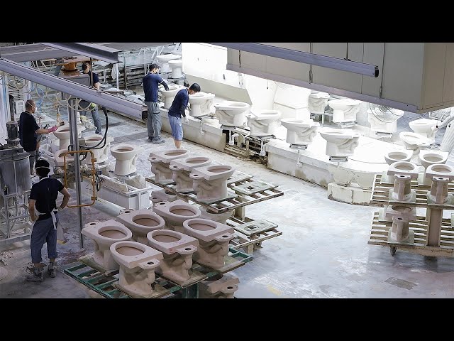 Amazing Process of Making Toilet bowl In South Korea. Toilet bowl Mass Production Factory.