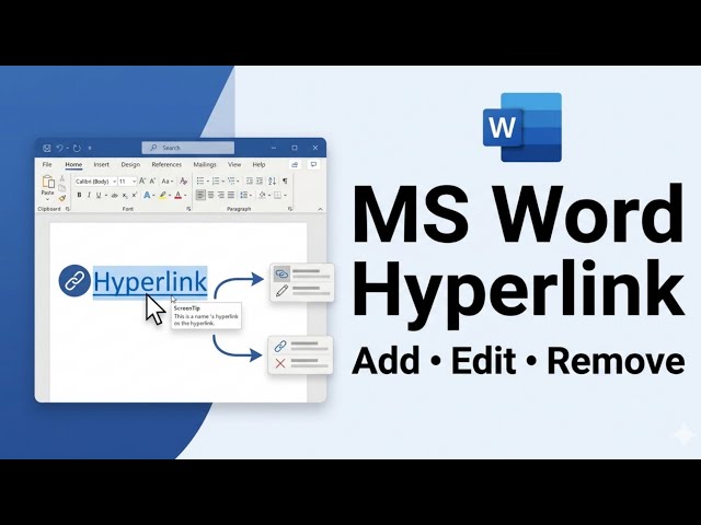 በMS Word Hyperlink በቀላሉ መጨመር፣ ማስተካከል እና ማስወገድ | Add, Edit, Remove & ScreenTip in Amharic tutorial