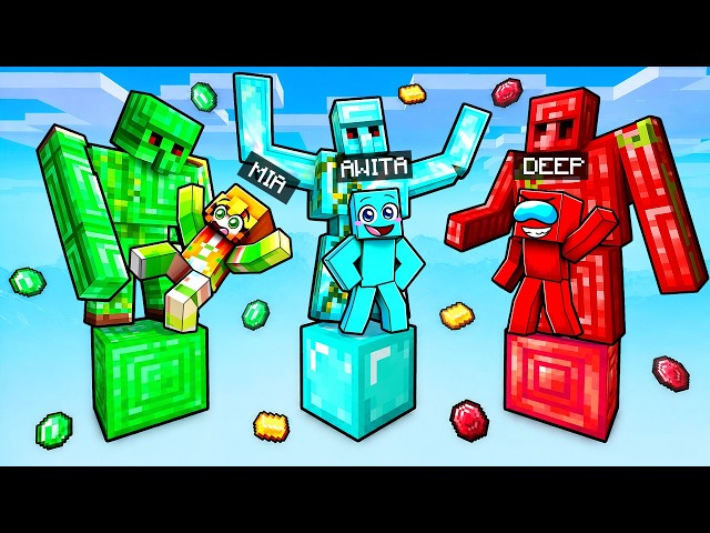 Trapped in ONE BLOCK with GOLEMS in Minecraft