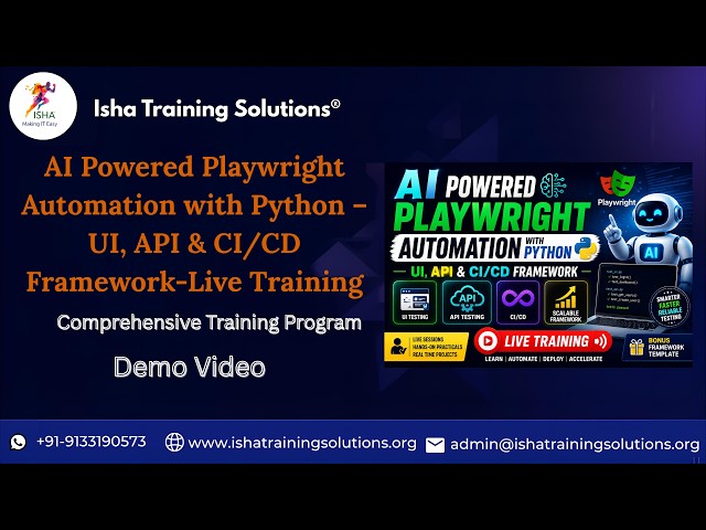 Playwright Automation with Python Demo Video on 8th June 2026.Call/WhatsApp on 9133190573 to Enroll