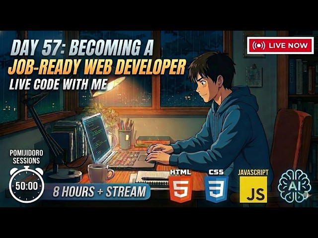 [4.7.26] Day 57: Becoming a Job-Ready Web Developer 🇧🇩| 8 Hours + Live Code with me #studywithme