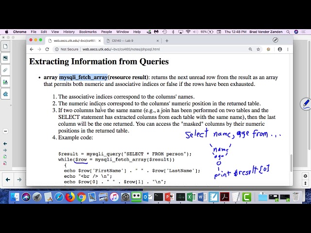 COSC 465 Lecture 21: PHP mySQL and Reg. Expressions