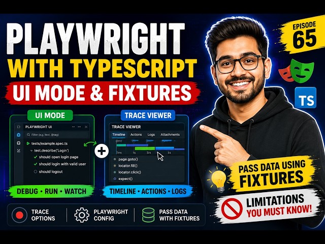 65. UI Mode and passing data using fixtures | | Playwright TypeScript 2026