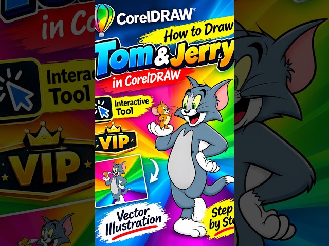 How to Draw Tom & Jerry in CorelDRAW | Vector Illustration Step by Step #Shorts