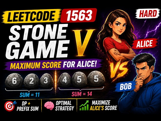 LeetCode 1563 🔥 Stone Game V | DP + Prefix Sum | Maximum #python #dsa #leetcode #potd
