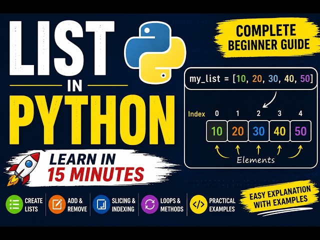 #8-Python List in 5 Minutes | Complete List Tutorial for Beginners | Python Programming 2026