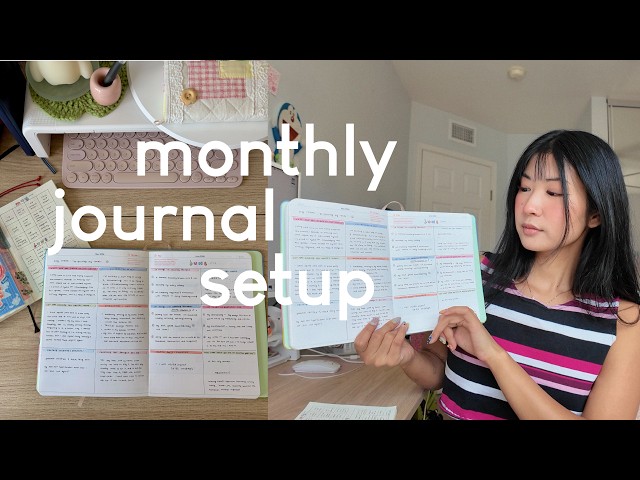 my monthly journal setup 🌷 journal prompts, bingo cards, & habit tracking