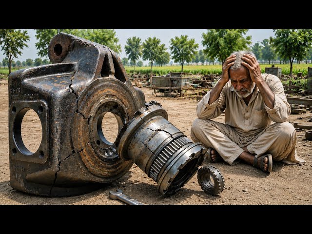 How Extraordinary Mechanic Repaired Broken Giant Excavator Wheel Spindle With Historic Skill