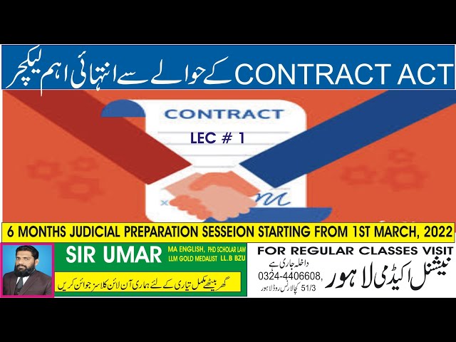 CONTRACT ACT 1872 LECTURE 1 SECTION 1-30
