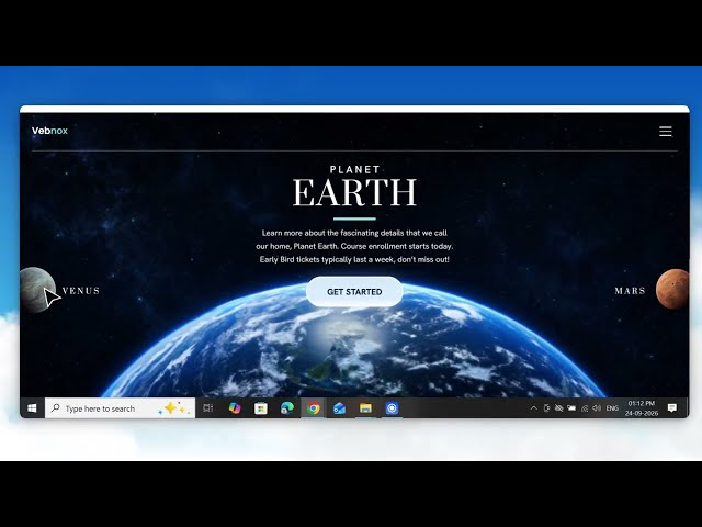 Vebnox — Interactive Cinematic Space Hero UI (Responsive Web Design)