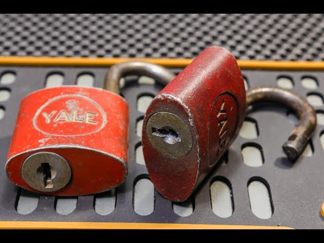[196] Two Antique Yale Wafer Lock Padlocks Picked