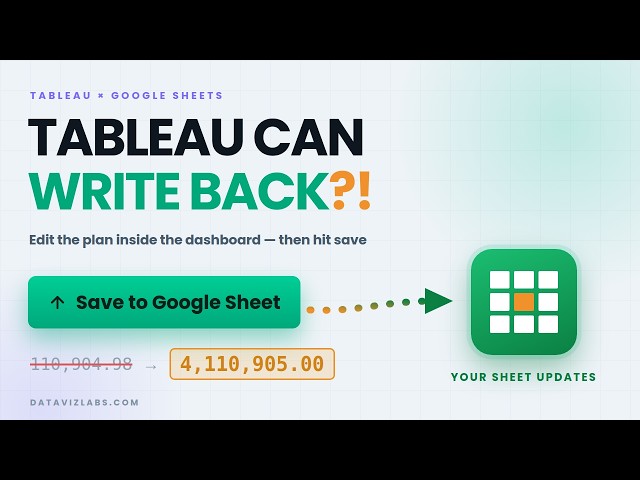 Tableau Write Back to Google Sheets Full Build + Free Code #tableau #datascience #dataanalytics