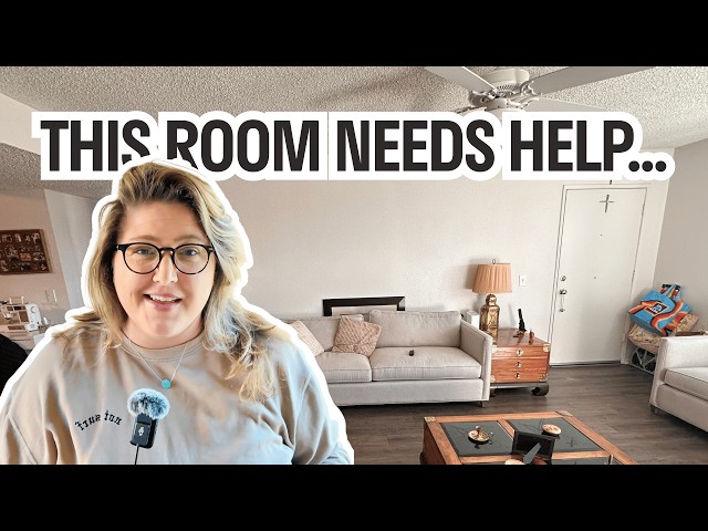 Fixing This Messy Gray Rental Living Room | Complete Transformation