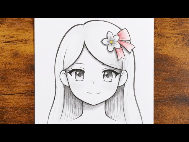 Super EASY Anime Drawing: How to Sketch a Cute Girl with a Flower Clip
