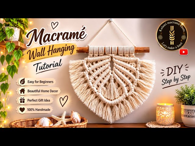 Easy Macrame Sea Shell Wall Hanging Tutorial for Beginners | DIY Boho Home Decor | Step-by-Step 