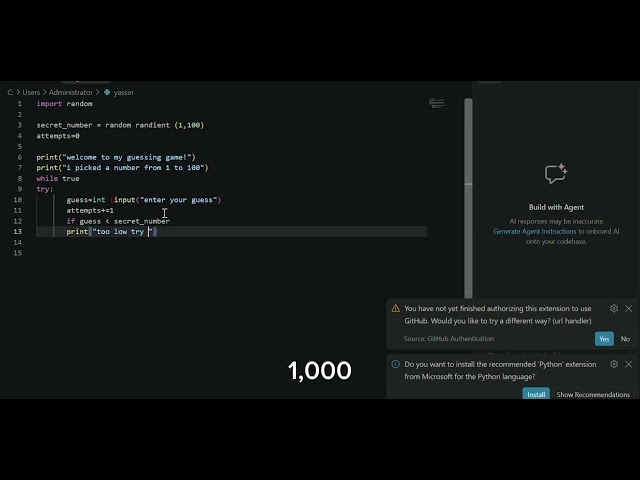 لعبة تخمين الأرقام بالبايثون من الصفر 🎮 | يوم ١ - 100 Days 100 Python Projects