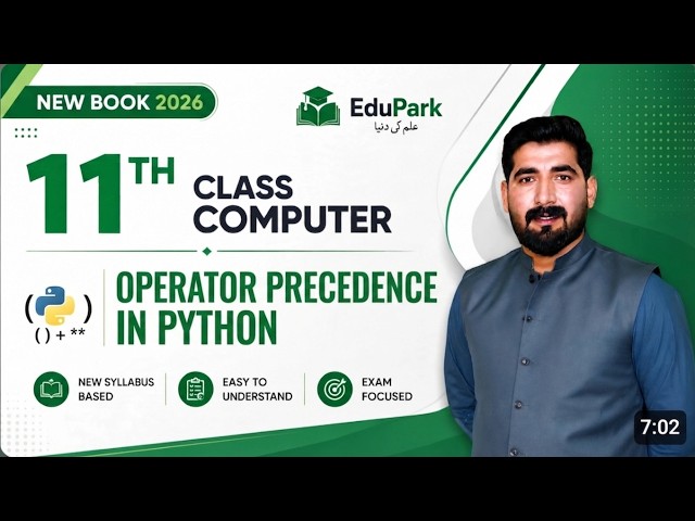 11th Class Chapter 2 | Operator precedence in python | New Book 2026 Computer