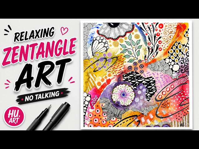Abstract Watercolor Zentangle | Colorful Pattern Art Study | Relaxing No Talking