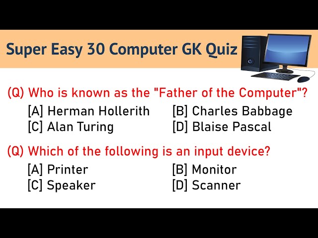Super Easy 30 Computer GK Quiz | Basic Computer Science Knowledge Questions and Answers