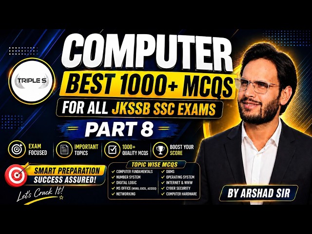 Computer Networks - Computer 1000+ MCQs Part 8 JKSSB Latest Pattern by Arshad Sir @TripleSClasses
