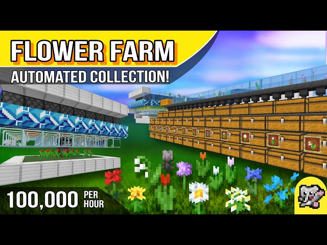 Flower Farm with Automated Sorting and Collection for Minecraft Bedrock