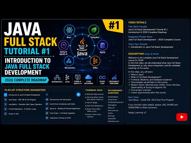 Java Full Stack Development Tutorial #1 | Introduction & 2026 Roadmap for Beginners