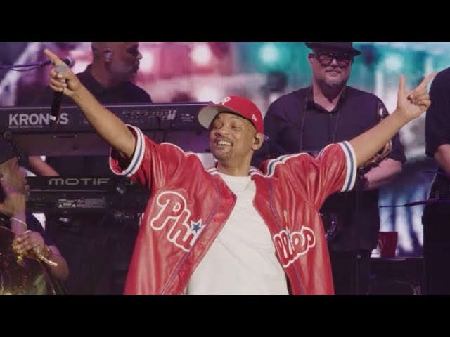 Will Smith + Meek Mill + The Roots In Phillies Gear Rocking July 4th Concert in Philly