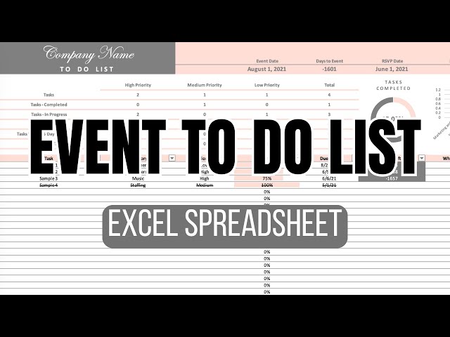 Event To Do List Excel Spreadsheet