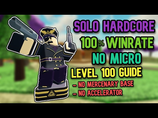 How to Win SOLO HARDCORE NO MICRO + NO MERCENARY BASE FULL GUIDE - Tower Defense Simulator | TDS