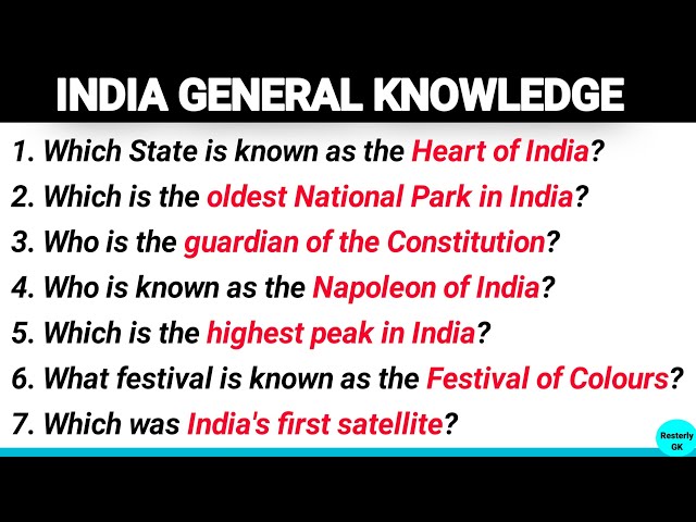 India GK | General Knowledge questions and answers  | India GK 2026 | Competitive exams | India Quiz