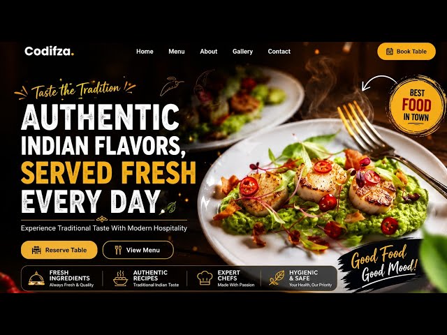 Restaurant Website Using HTML CSS | Modern Responsive Website Design