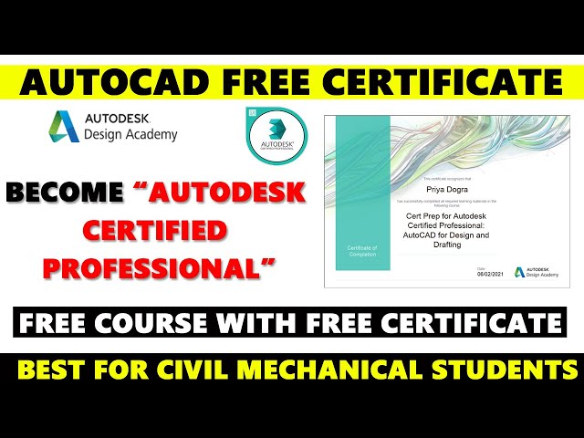 AutoCAD Free Certificate - Autodesk Certified Professional Certification - CAD Online Courses