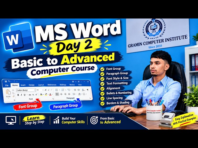 MS Word Day 2 | Home Tab – Font & Paragraph Group | Basic to Advance Computer Course