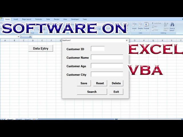 #excelvba || Software on Excel VBA || Customer Data Entry || Visual Basic For Application ||