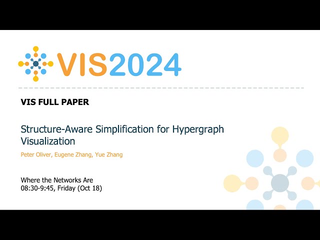 Structure-Aware Simplification for Hypergraph Visualization - Fast Forward | VIS 2024