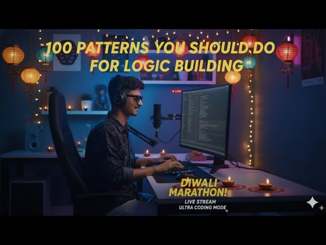 Diwali Night | Solving 100 Patterns using Java | Logic Building | Coding Live Stream | Java session