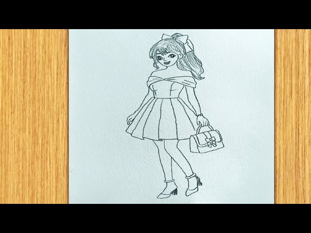 Beautiful Girl Drawing || Easy Girl art || Simple and lovely girl sketch for Beginners || Drawing 