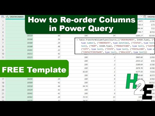 How to Re-order Columns in Power Query