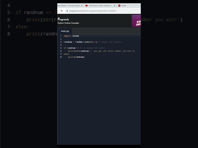Full code for Random Number Generator (RNG) in Python (shorts)