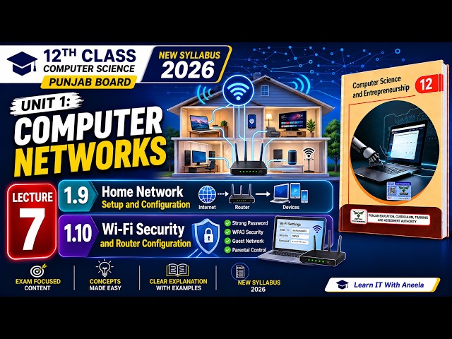 Home Network Setup, Wi-Fi Security & Router Configuration | 12th Class CS 2026 | Punjab Board