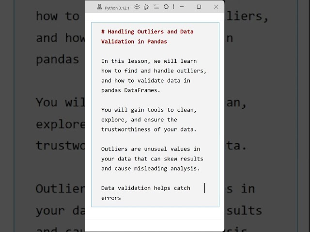 01 Introduction to Outliers and Data Validation in Pandas