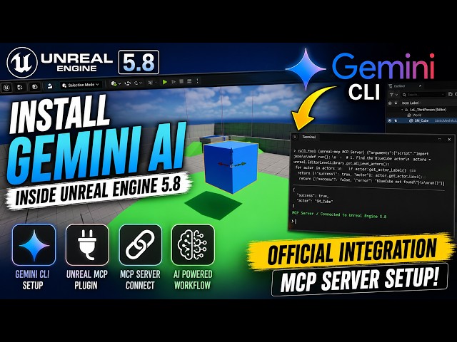 Install Gemini AI Inside Unreal Engine 5.8 | Official Gemini CLI Integration & MCP Server Setup