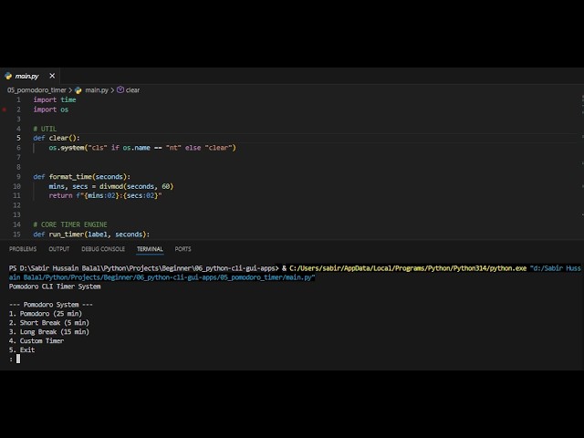 Pomodoro Timer | CLI, GUI & Small Apps (Project 5)