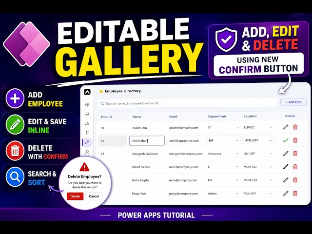 Power Apps Editable Gallery | Add, Edit, Delete & Search Records | IT Asset Management App