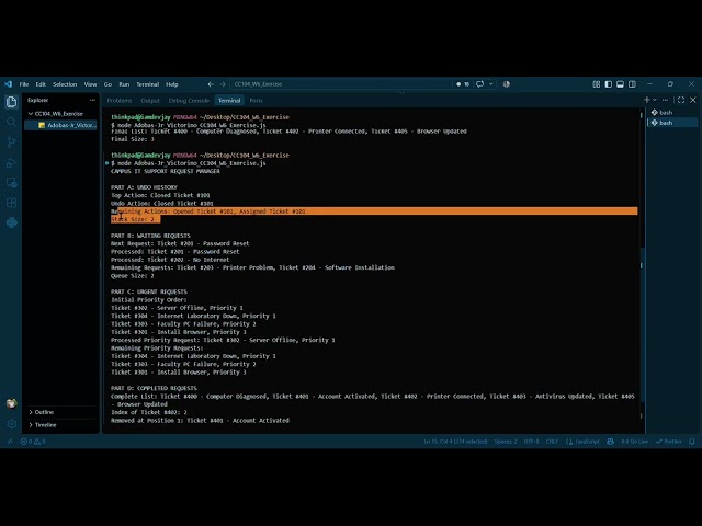 CC104 Week 6 Hands-On Exercise: Campus IT Support Request Manager | Victorino Adobas Jr.