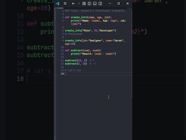[58] Python Keyword & Positional Arguments 🗝️   Codex People #Shorts #Python