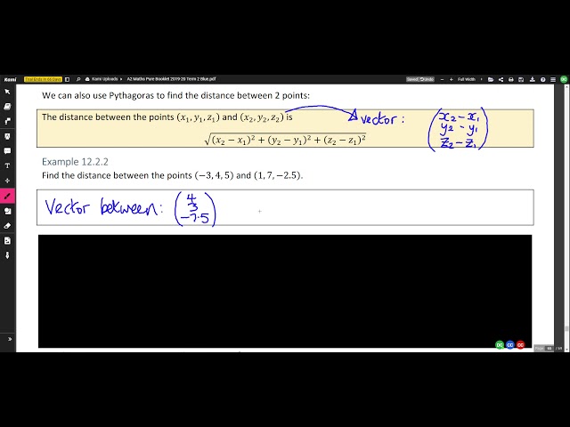 A2 Maths Pure Chapter 12 Vectors Example 12.2.2