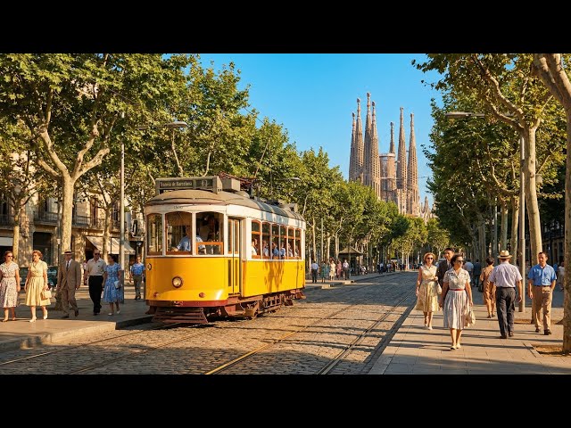 1950 BARCELONA, Spain 🇪🇸 [4k 60fps] Colorized & Restored - Historic Footage
