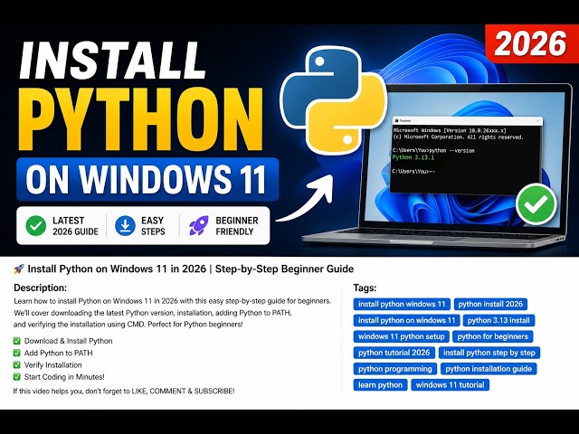 How to Install Python on Windows 11 (2026) | Step-by-Step Beginner Guide